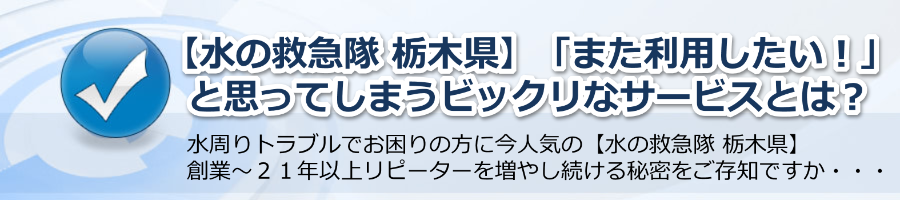 【水の救急隊 栃木県】また利用したいと思うビックリなサービスとは？